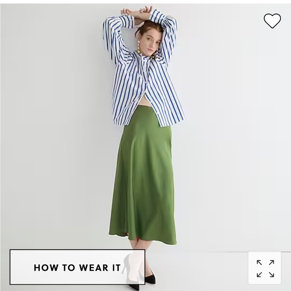 J. Crew Gwyneth Slip Skirt in Olive Green Size Medium